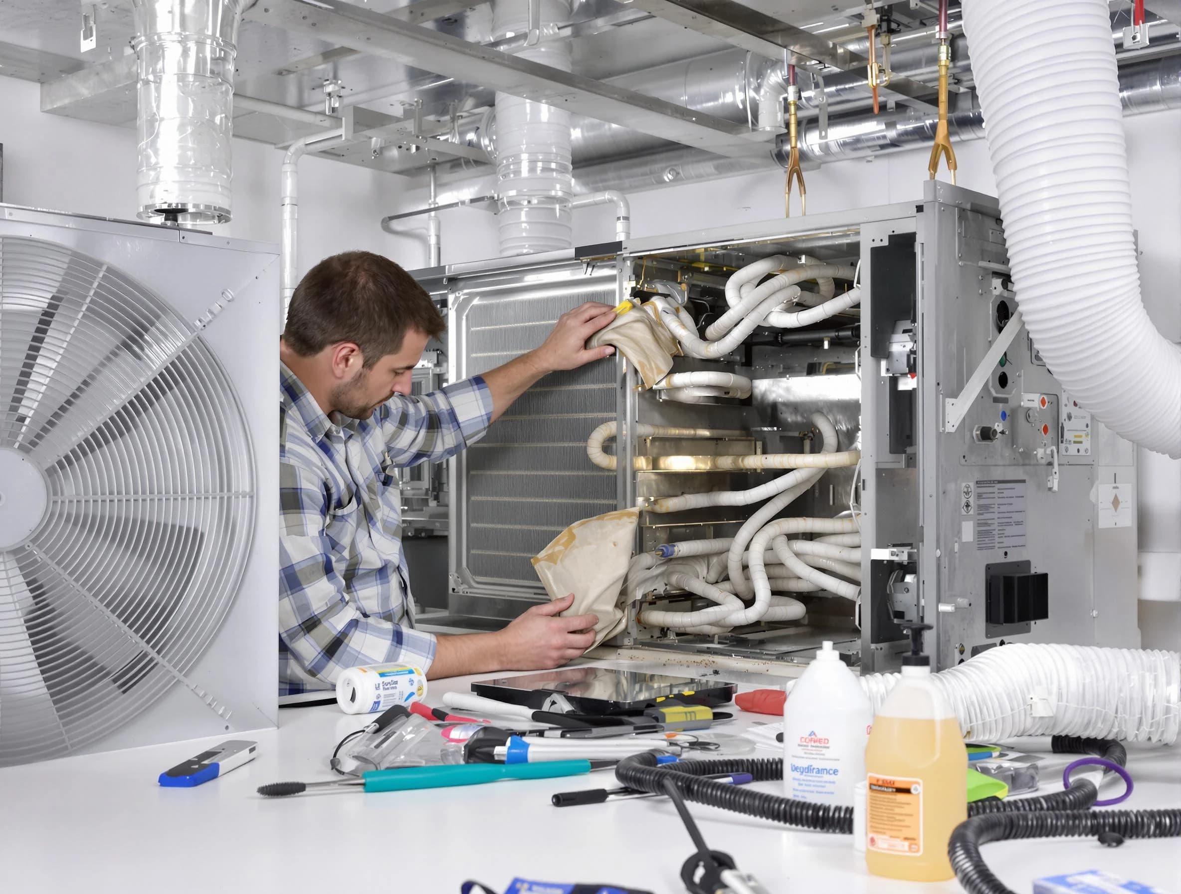 Dacono Air Duct Cleaning specialist performing precision AC coil cleaning in Dacono