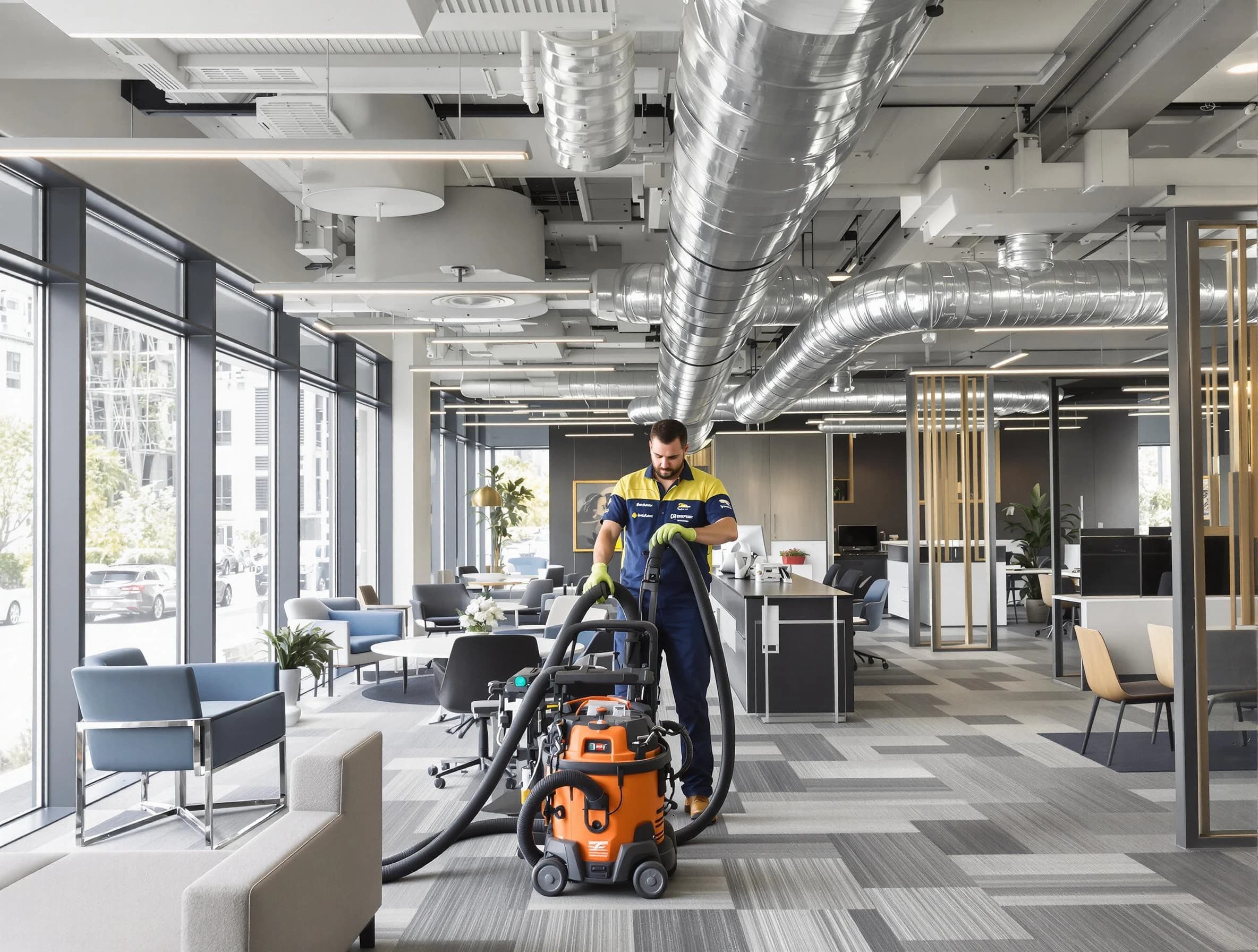 Dacono Air Duct Cleaning team performing thorough commercial duct cleaning at a Dacono business center